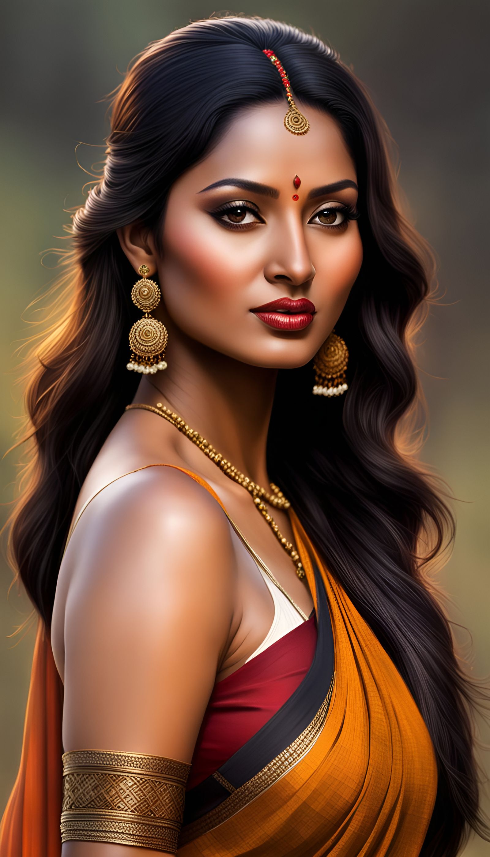 Beautiful Assamese Woman with Brown Skin