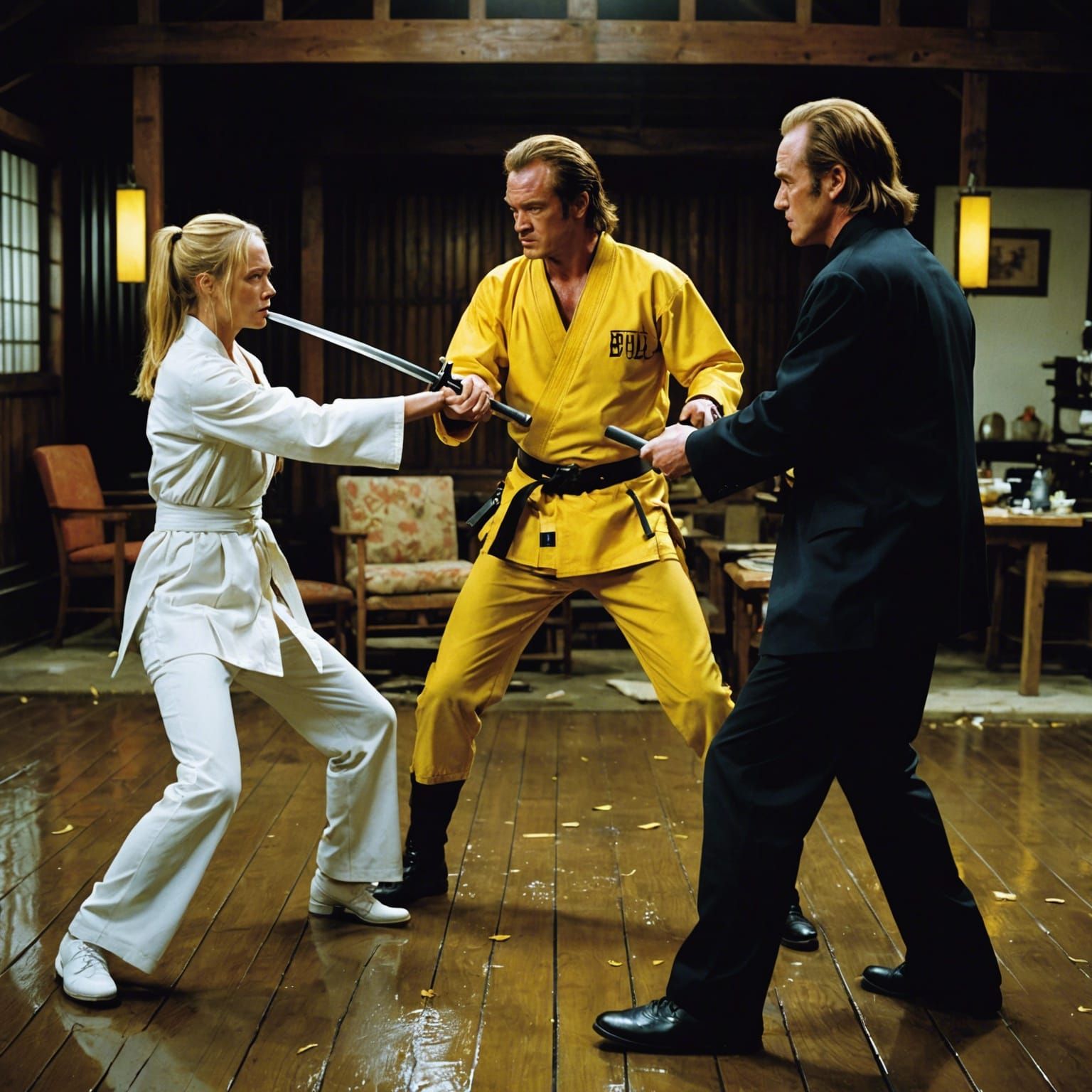 Kill Bill: Vol. 2 (2004) - Tarantino directing David Carradine's Bill in a violent showdown
"Quentin Tarantino sitting o...