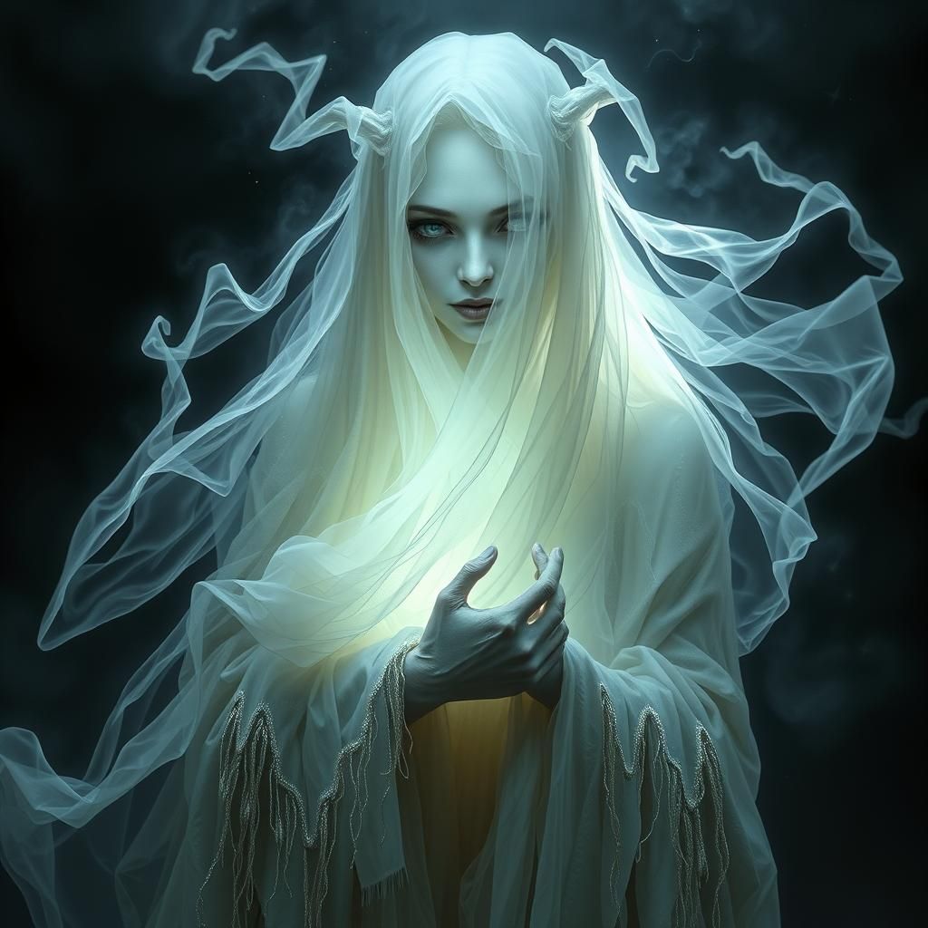 Ethereal Portrait of Lady Olynder in Gothic Horror Style