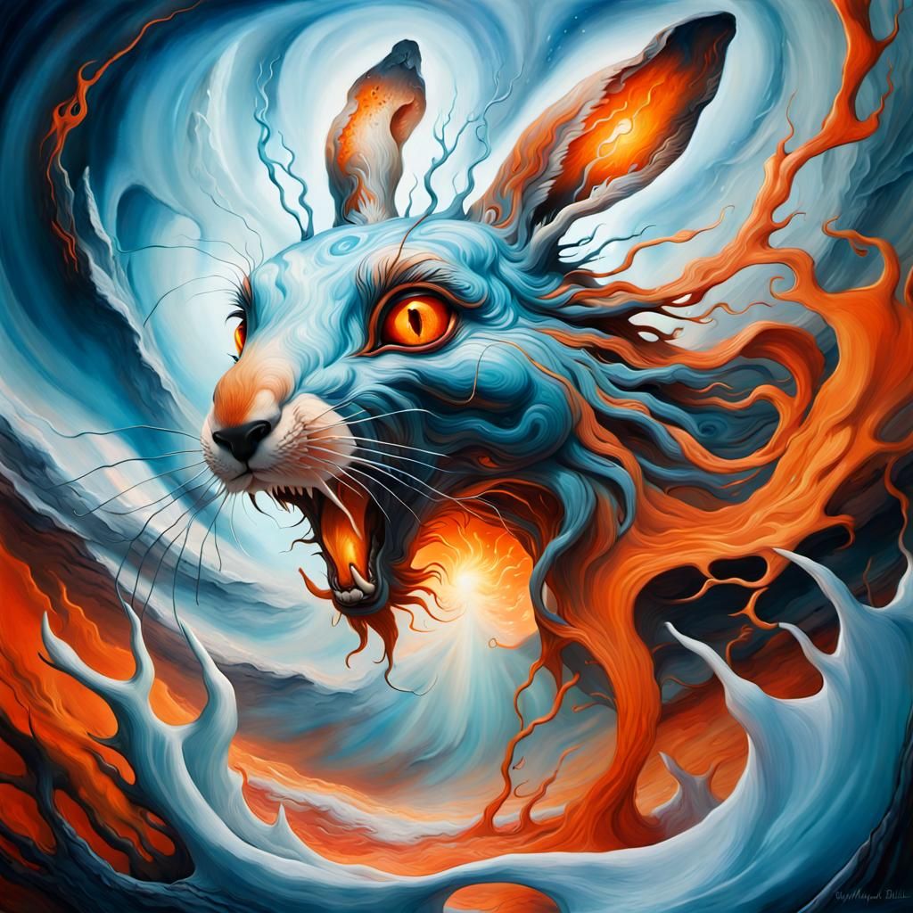 Winter Hare Obliterates the Maw: A Surreal Vision