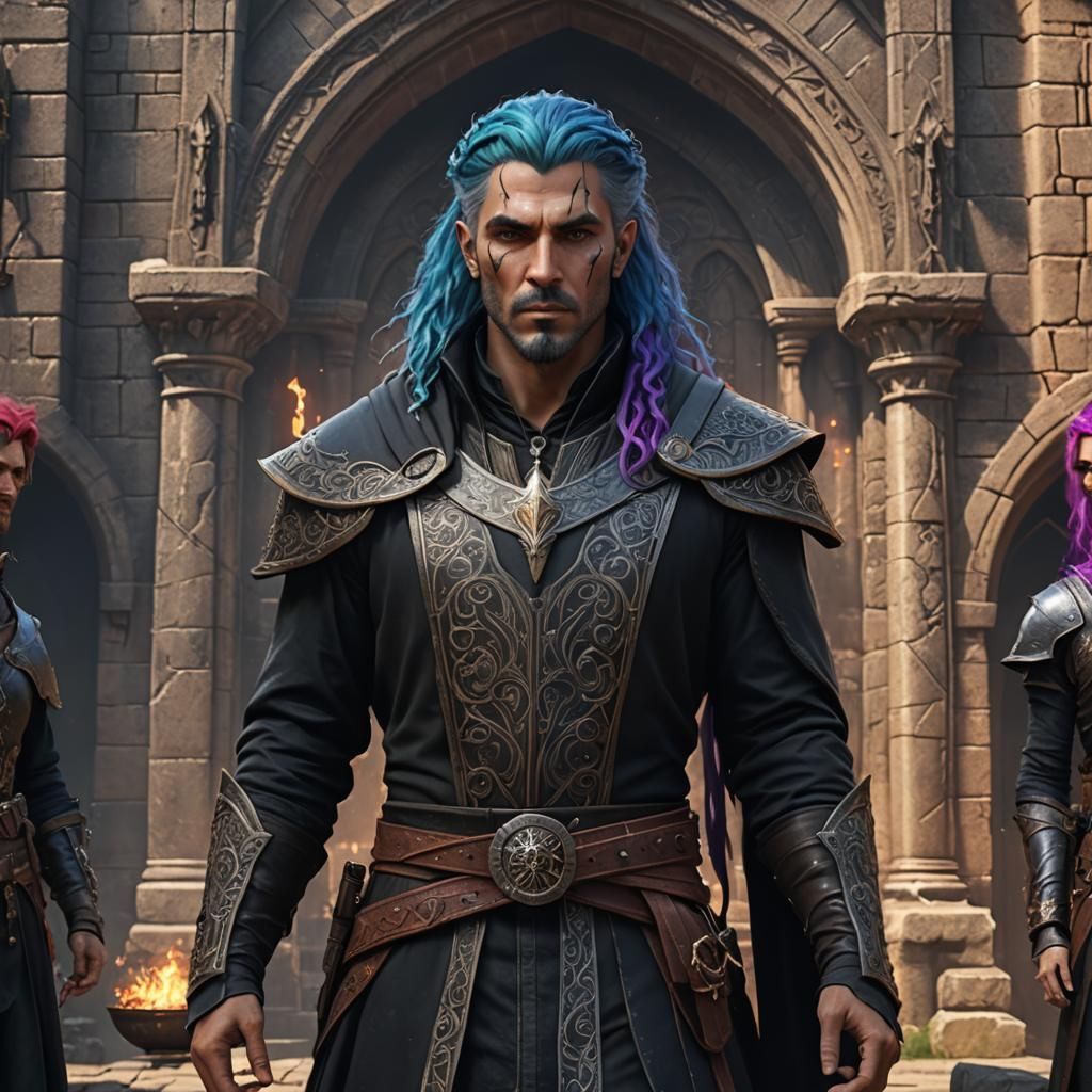 Fantasy Sorcerer in Metal Style, Detailed Concept Art