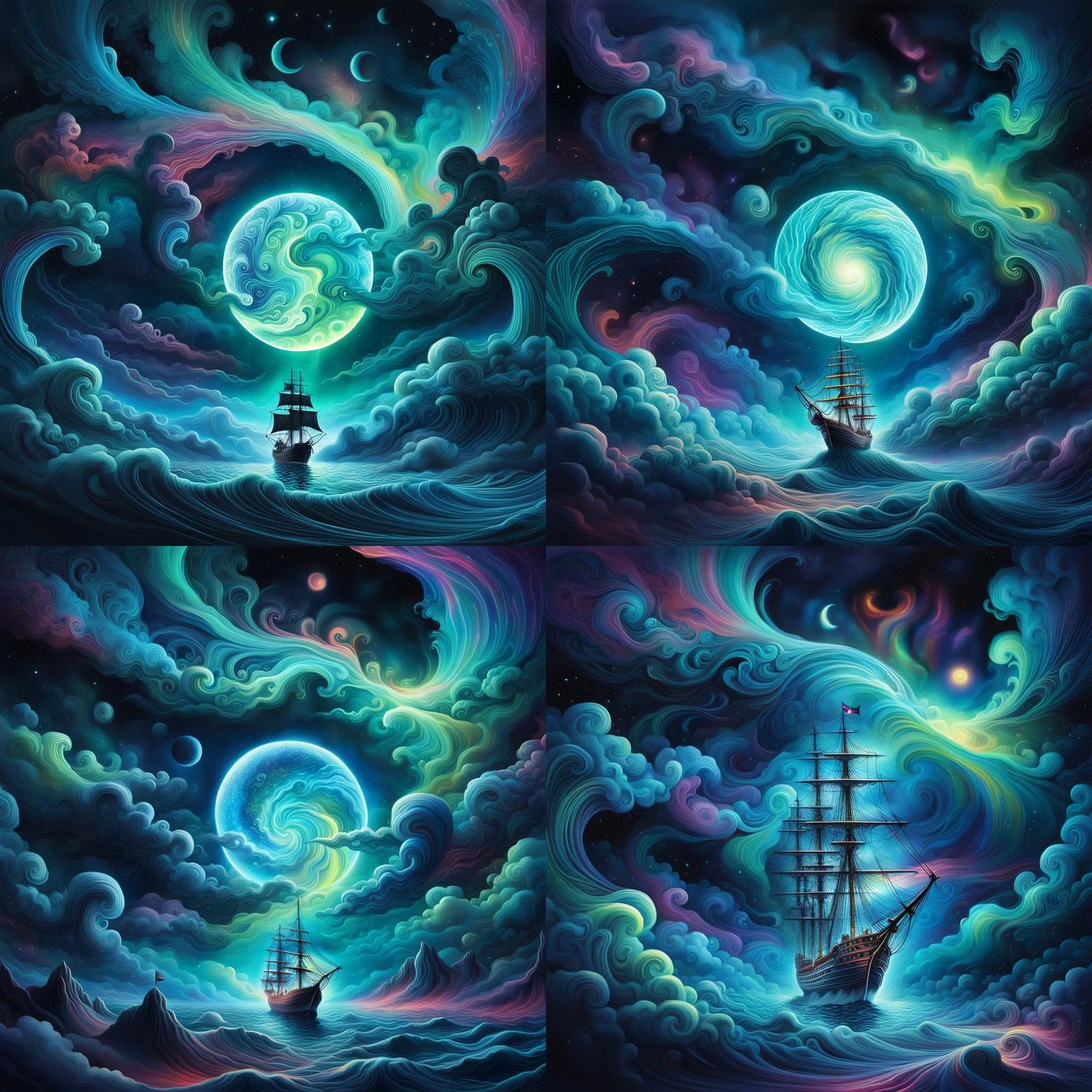 Astral Sailing Ship in Cosmic Dreamscape