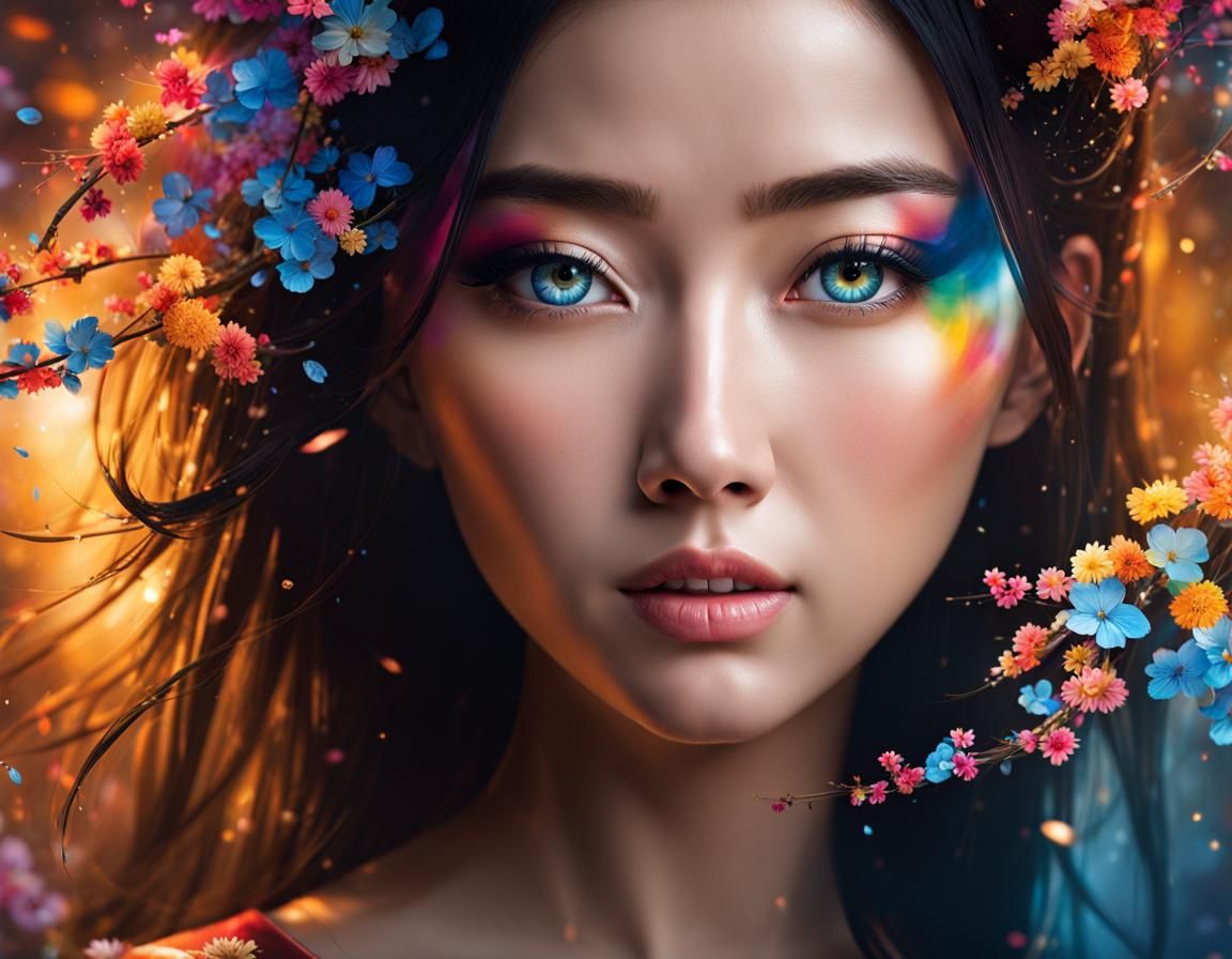 Japanese Girl in Transparent Eye: Splash Art
