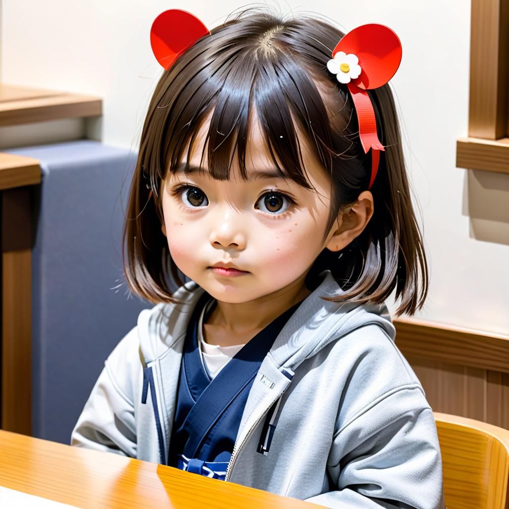 Cute 4-Year-Old Girl in Ghibli Anime Style