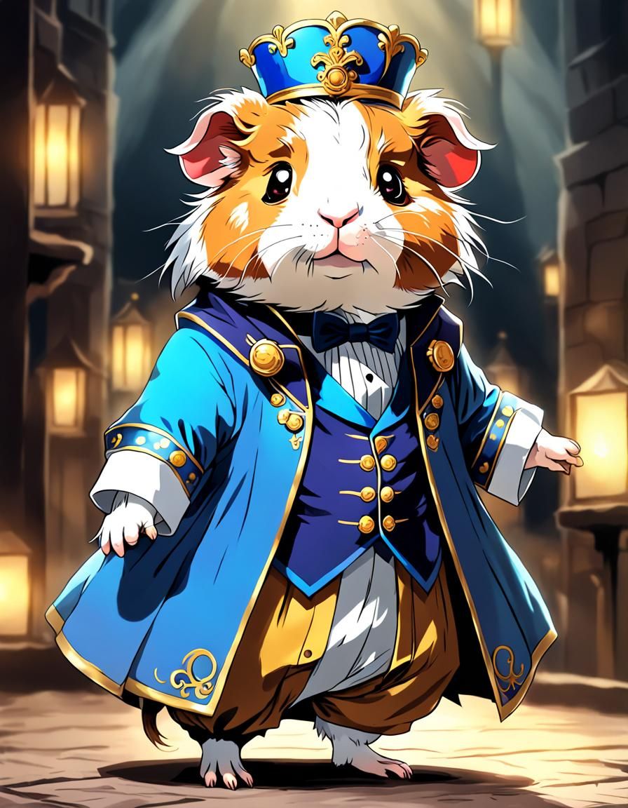 Guinea Pig as English Lord in 2D Cartoon Style