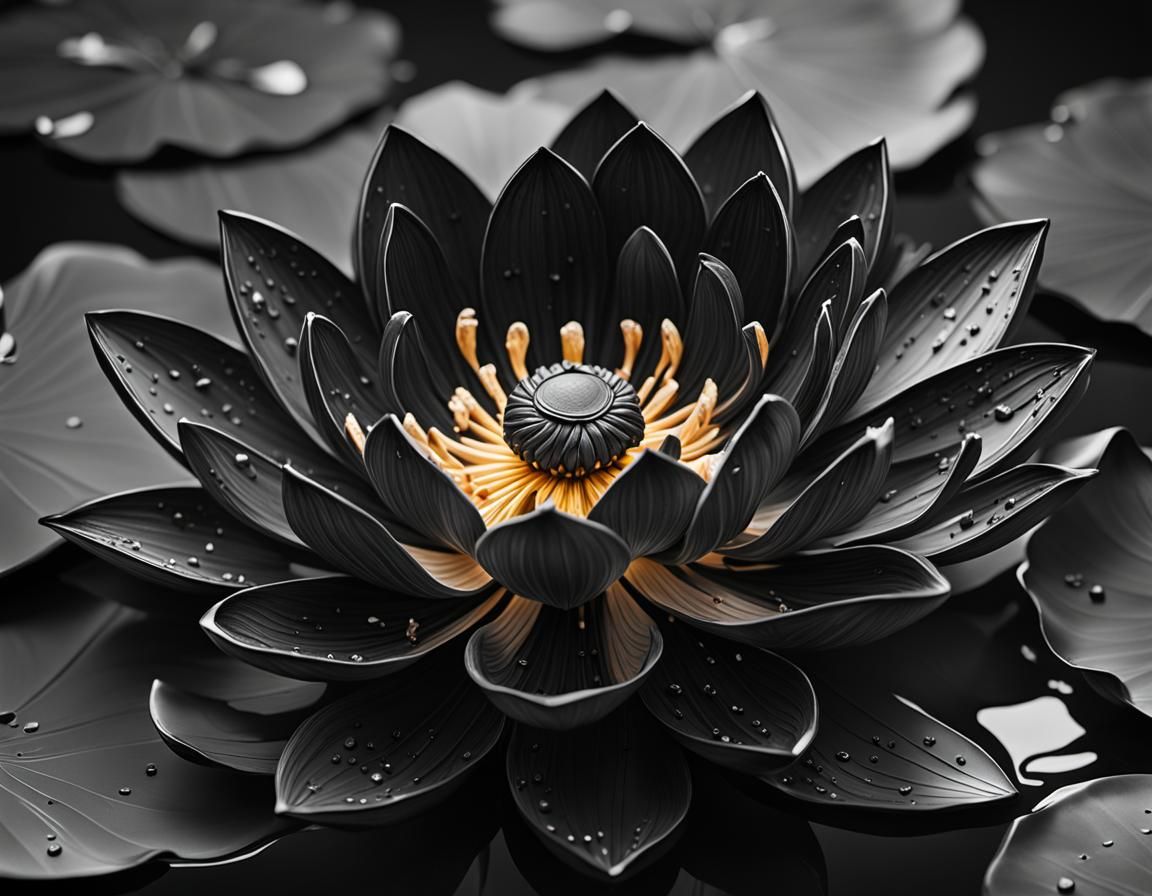 Detailed Black Lotus Flower in Splash Art Style