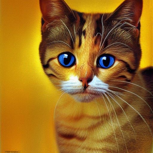 Photorealistic 3D Cat in Gustav Klimt Style