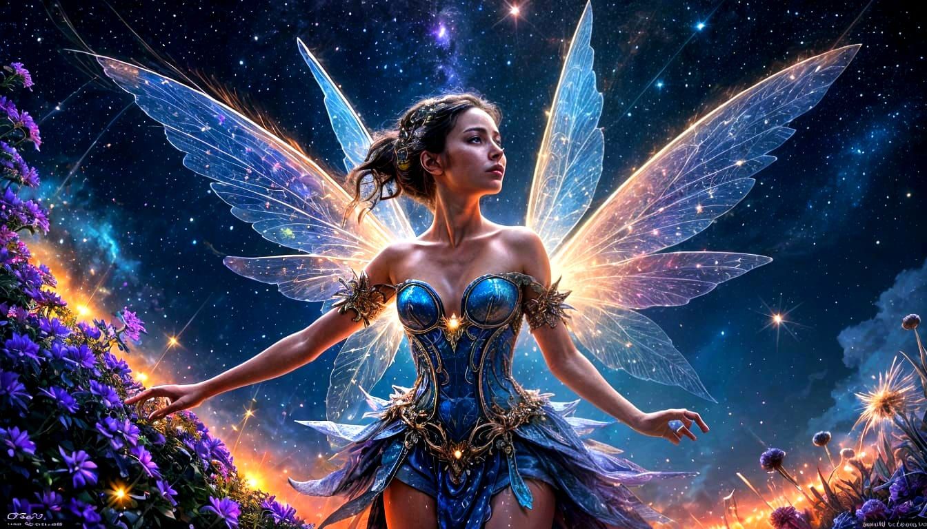 Starlight Fairy Scattering Seeds in Dying Star