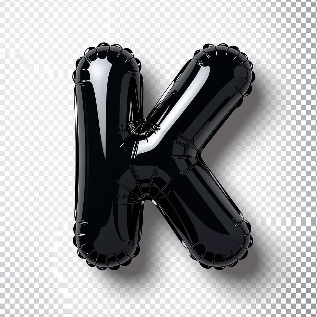 Glossy Black Inflated Letter K