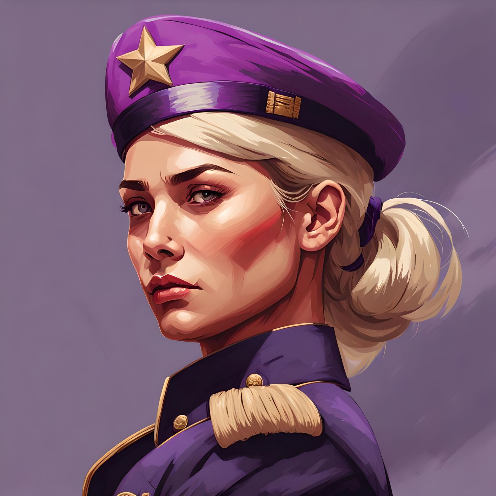 Beautiful Blonde Military Woman in Parade, Detailed Portrait