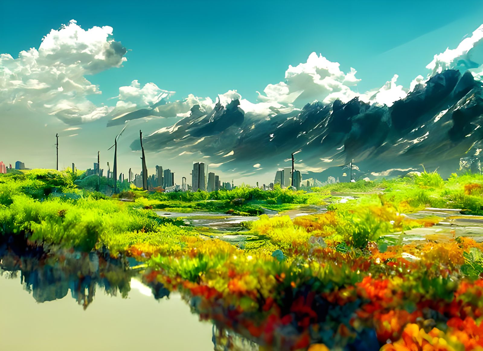 Abandoned Metropolis Landscape Painting in 8K