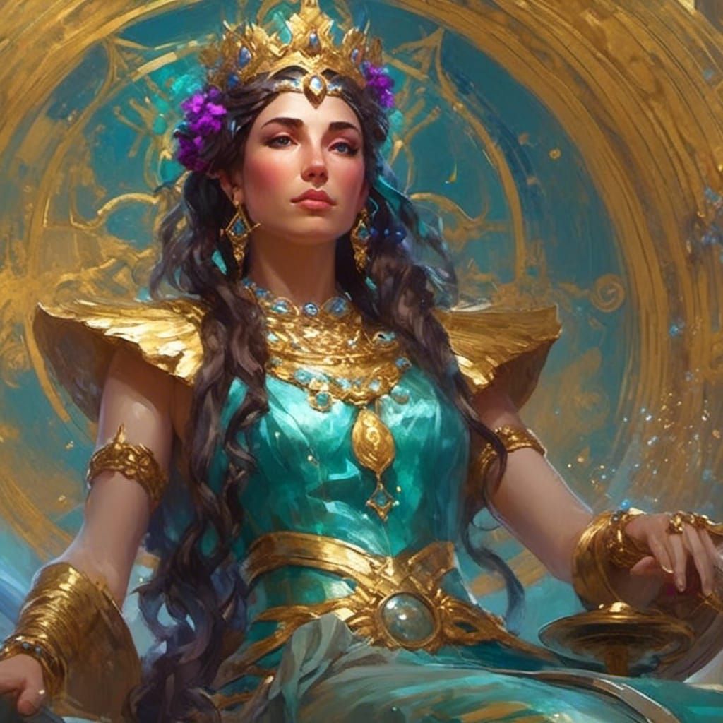 Majestic Woman with Falling Stars, Fantasy Art