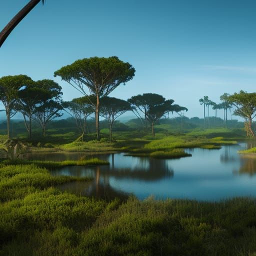 Florida Everglades Gators in Detailed Matte Painting