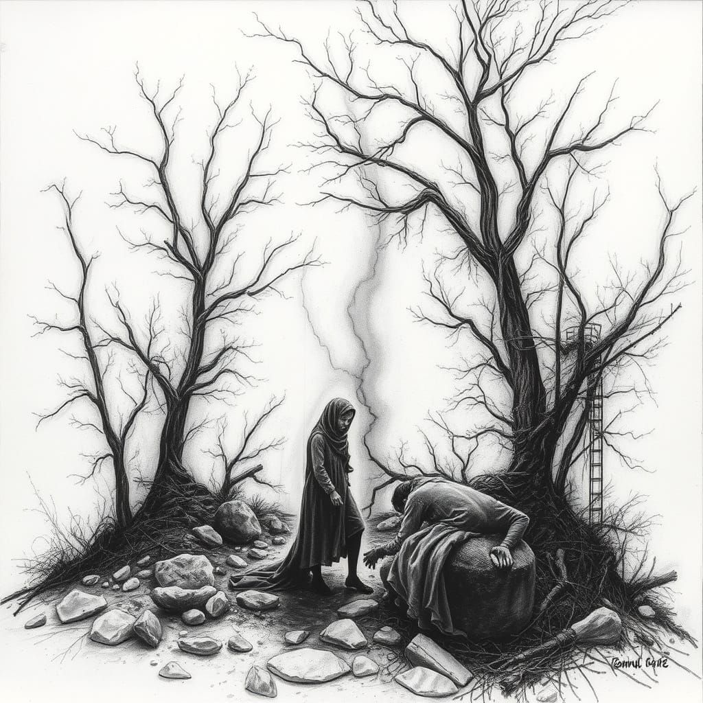 Hyperdetailed Charcoal Drawing of Memory Traces