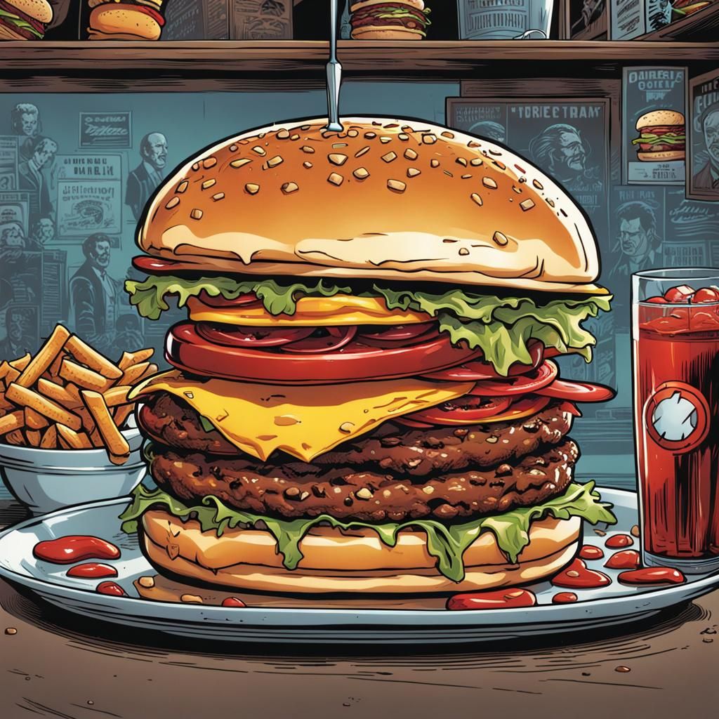 Iron Man Burger Comic Book Art