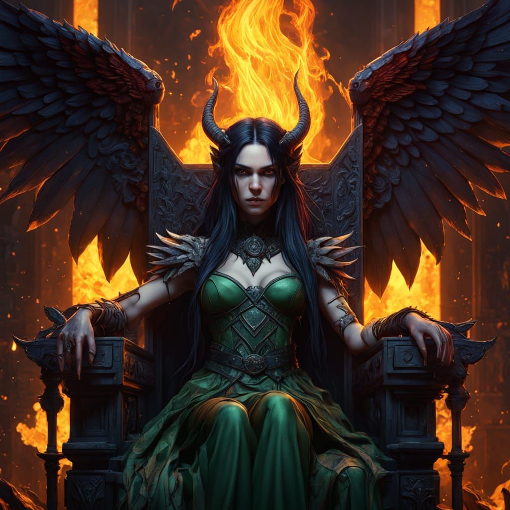 Lilith on Gothic Throne in Dark Fantasy Art