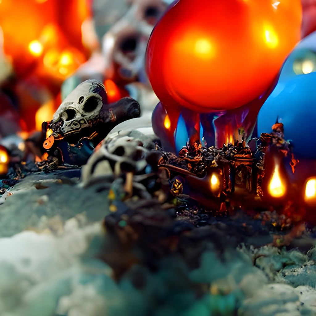 Fiery Skeletons in Fantastical Matte Painting