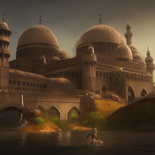 Detailed Matte Painting of Islamic Art