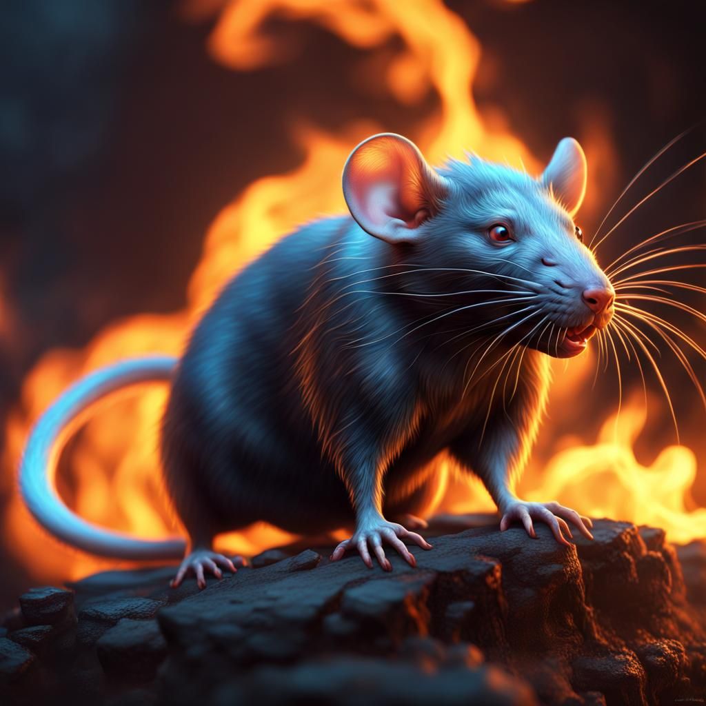 Fiery-Tailed Rat: Detailed Fantasy Concept Art