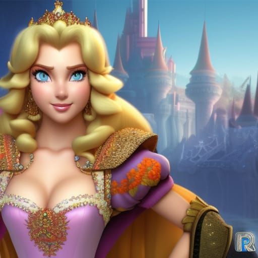 Princess Peach Portrait in 3D Digital Art Style