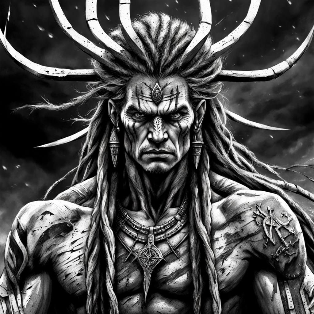 Pleiadian Chief Commander: Medieval Fantasy Line Art