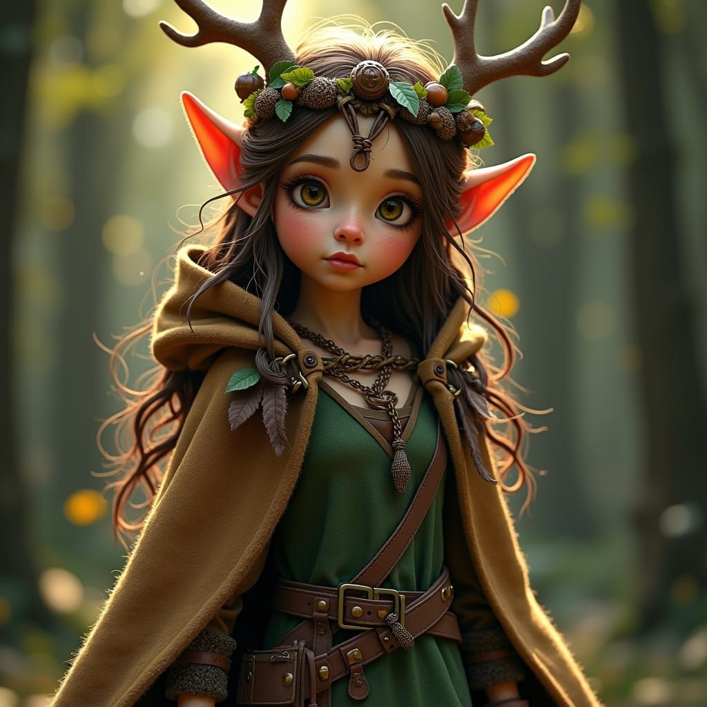 Earthy Elf Portrait in Art Nouveau Style