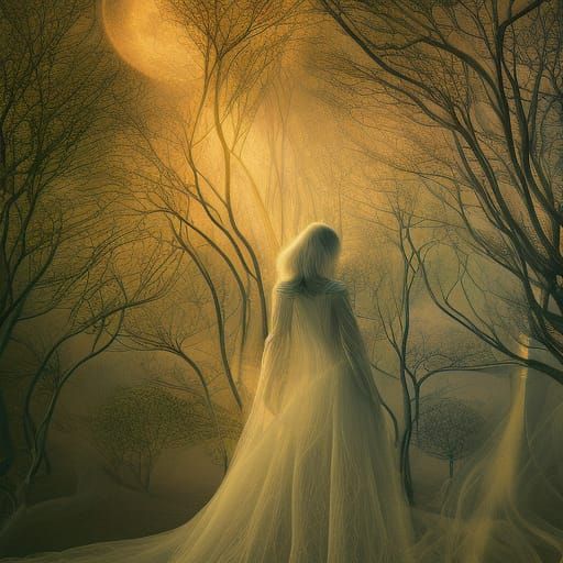 Surreal Warped Perspective with Wings and Sunset