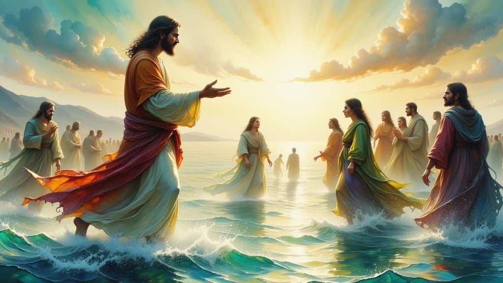 One fine day in Heaven, the Jesus Training Academy Class #2028 is seen here during their “Walking on Water” 301 class.  ...