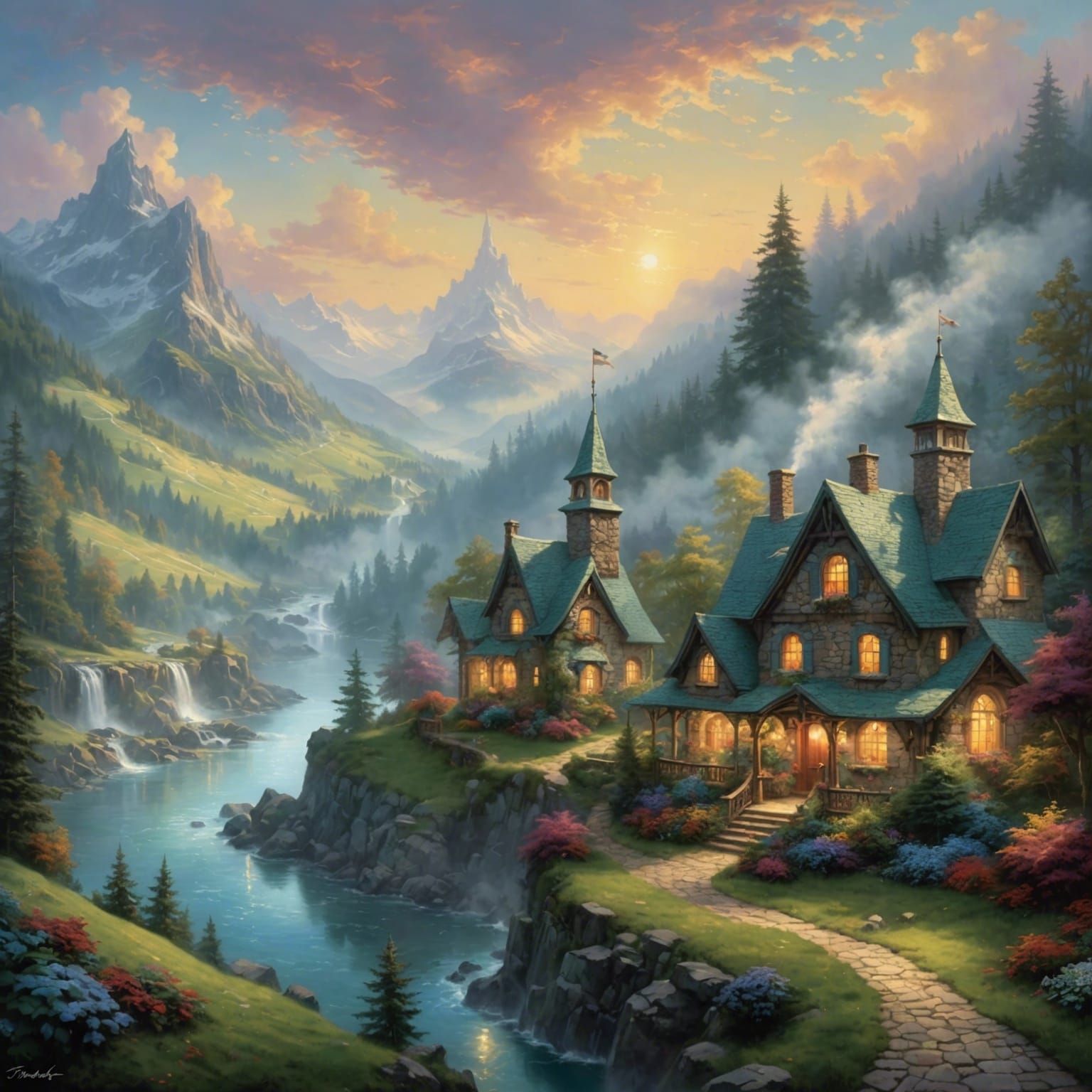 Ethereal Valley Landscape in Luminist Style