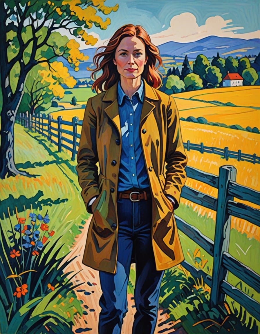 Vibrant Fauvist Portrait of a German Woman by a Countryside ...