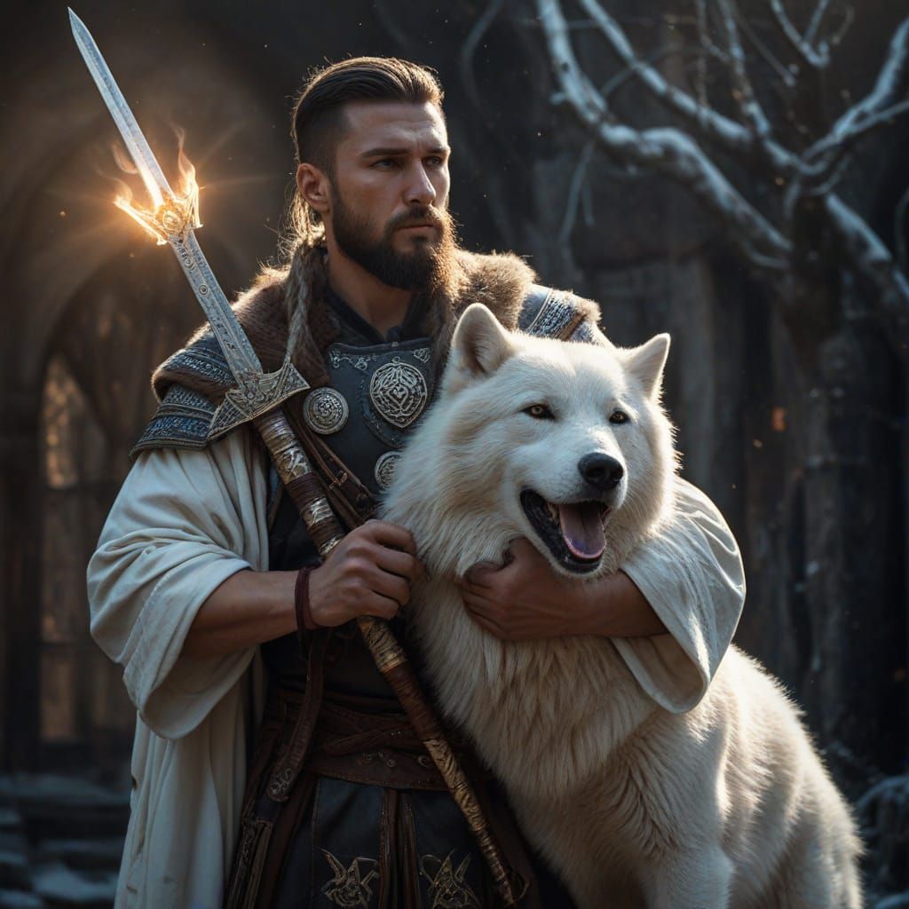 A Wounded Ukrainian Cossack Warrior in a Dark Fantasy Landsc...