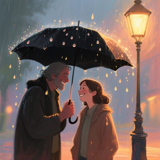 Kindness in the Rain: A Tender Moment Under an Umbrella