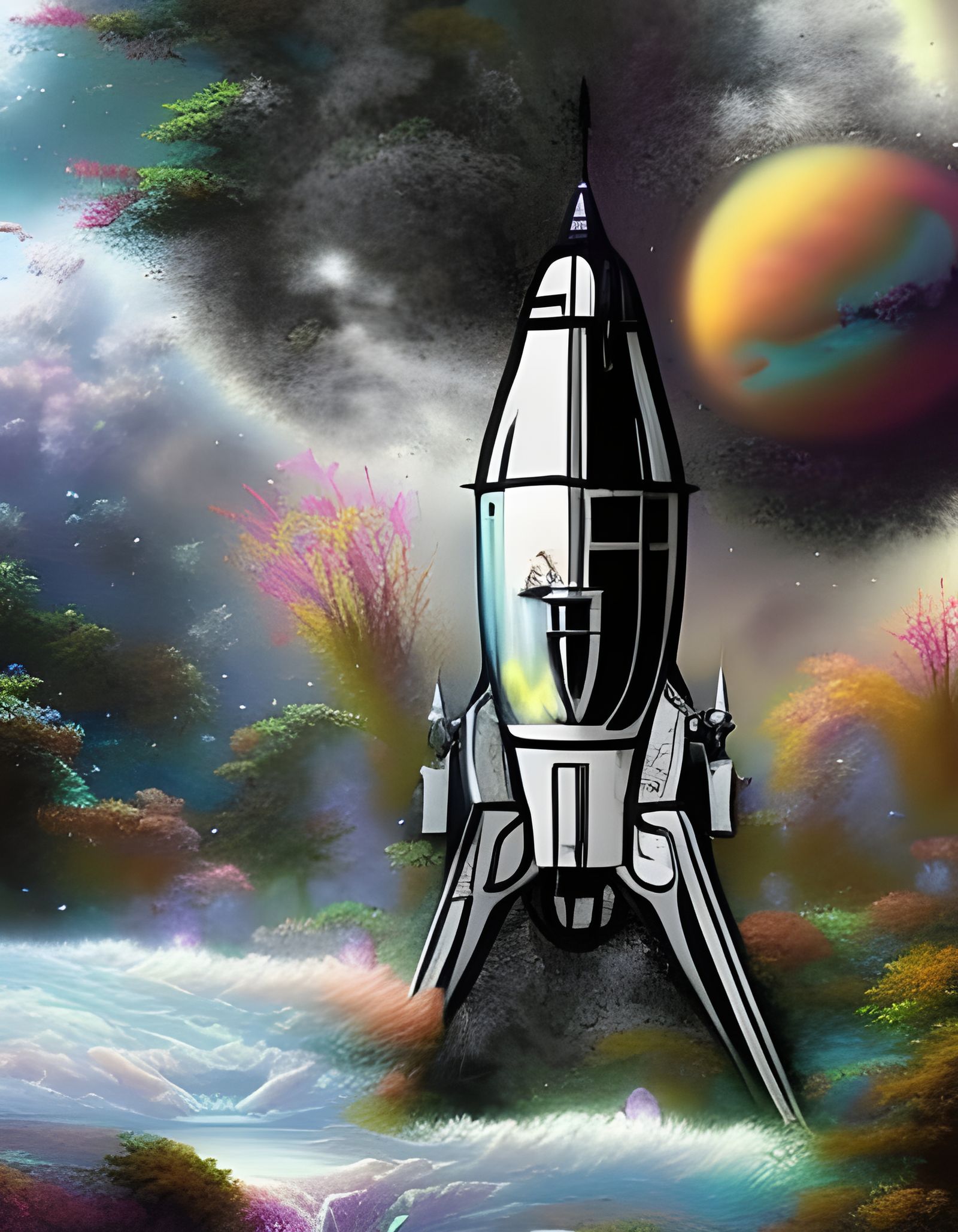 Ethereal Cosmos and Planets in Fantasy Style