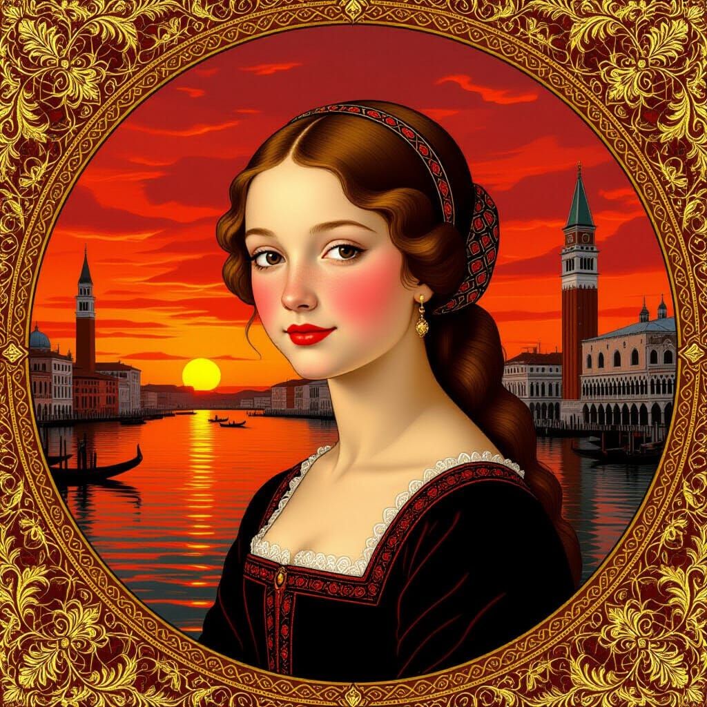 Renaissance Pin-Up Girl Portrait in Venice