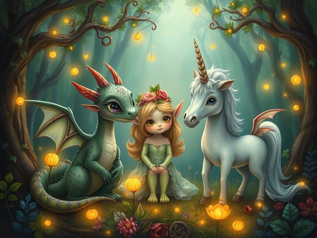 Magical Companions in Whimsical Landscapes