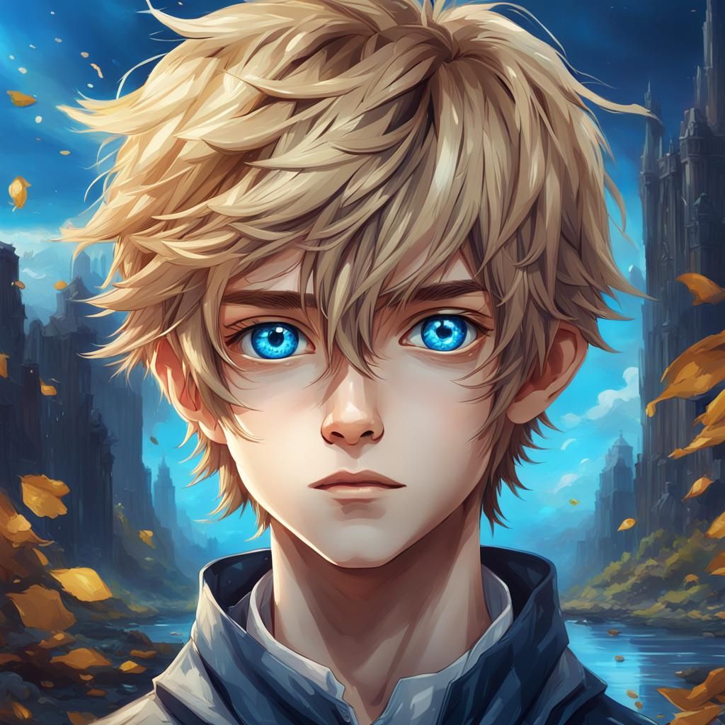 Androgynous Anime Boy Portrait in Detailed Oil Painting