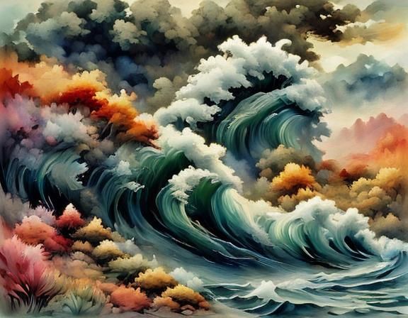 Lush Scandinavian Garden at Night as Oil Painting