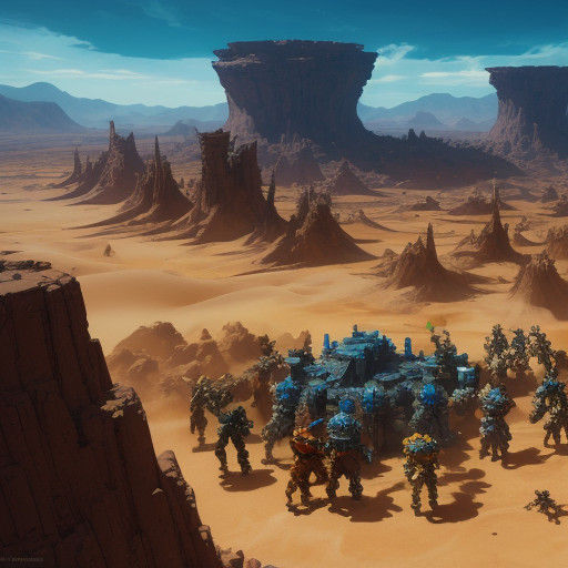Epic Digimon Warriors Unite in a Vast Desert Landscape