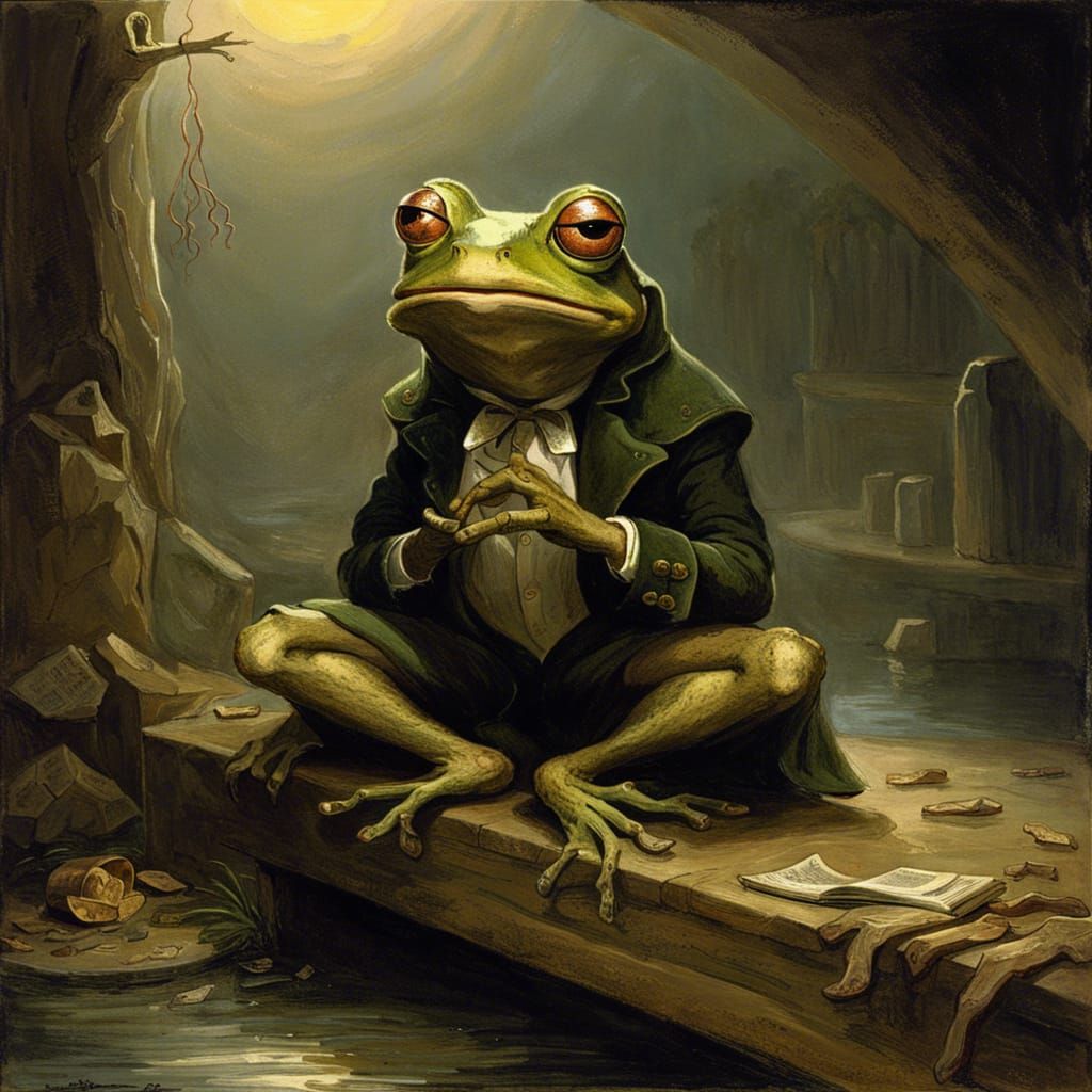 Frog as Shakespeare in Gothic Horror Style