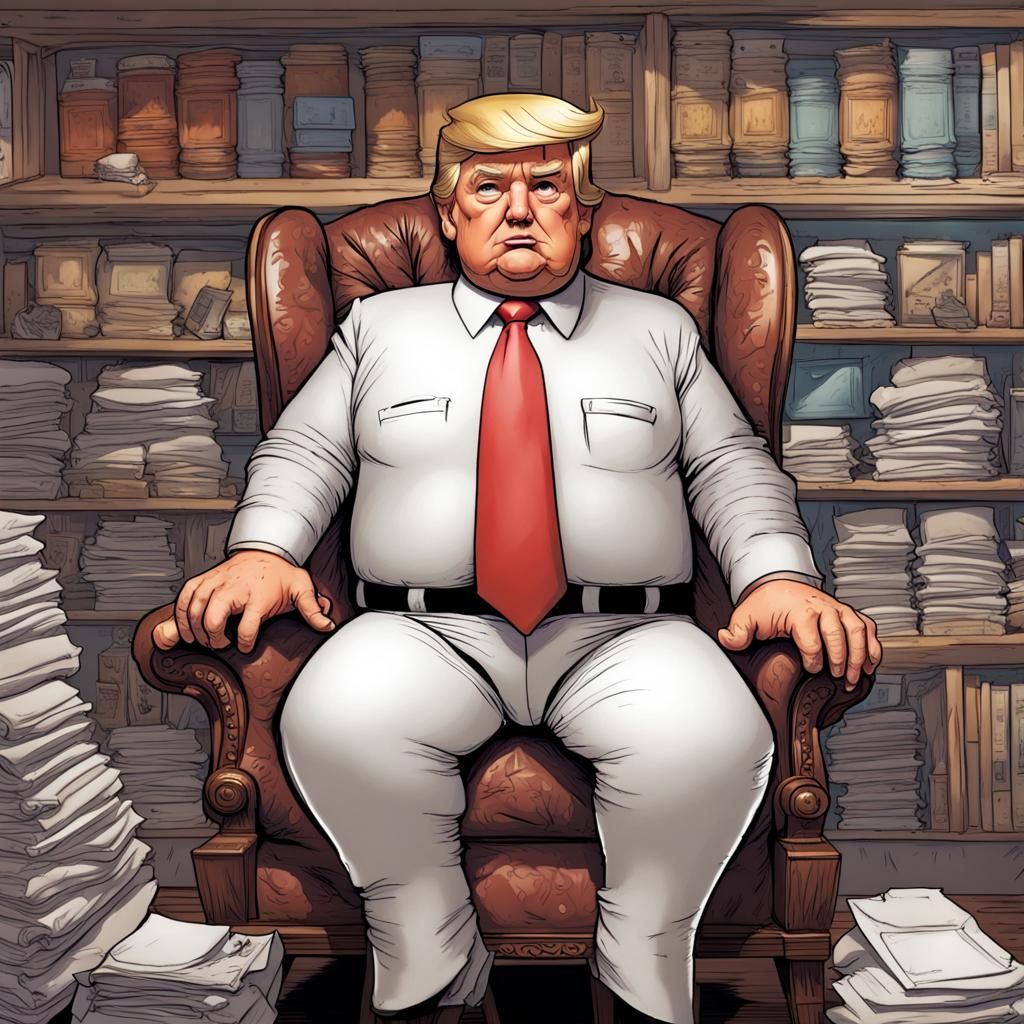 Cartoon Bobblehead of Donald Trump in Underwear