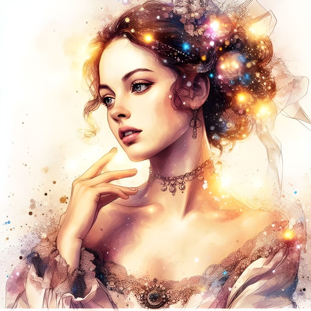 Alluring Italian Woman in XIX Century Splash Art