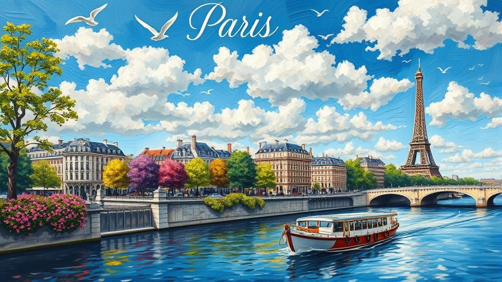 Paris Cityscape in Neo-Impressionistic Expressionist Style