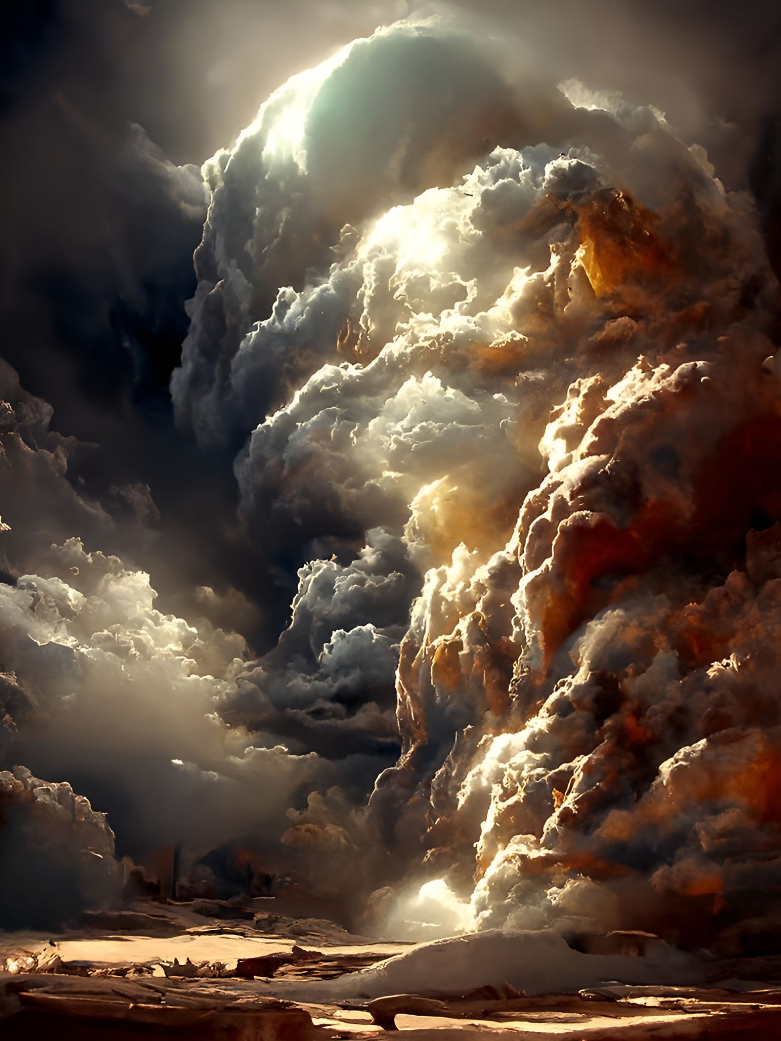 Colorful Night Sky with Dark Clouds