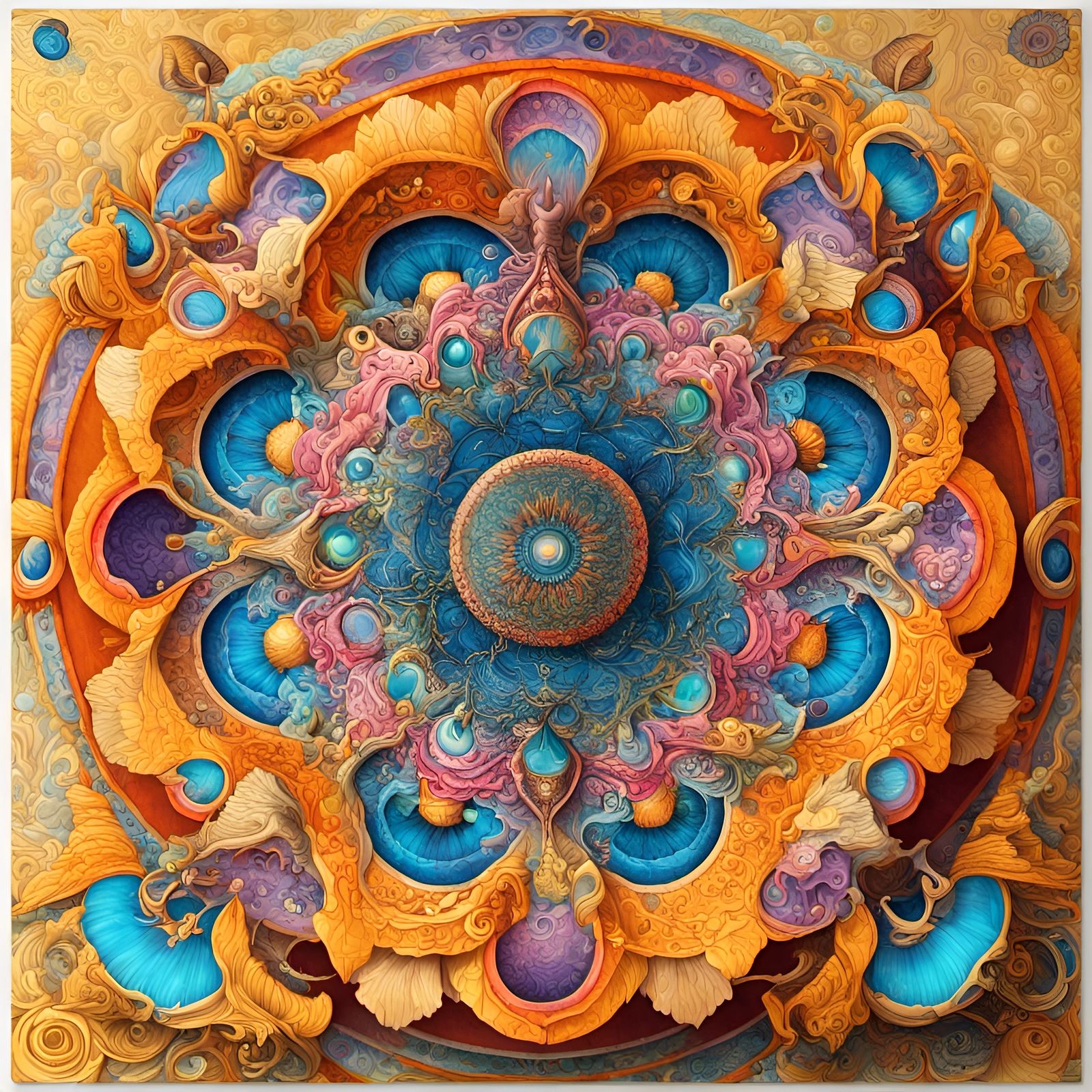 Detailed Cosmic Mandala in a Fantasy Style