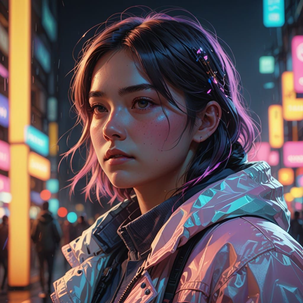 Vibrant Portrait with Glowing Accents in Digital Art
