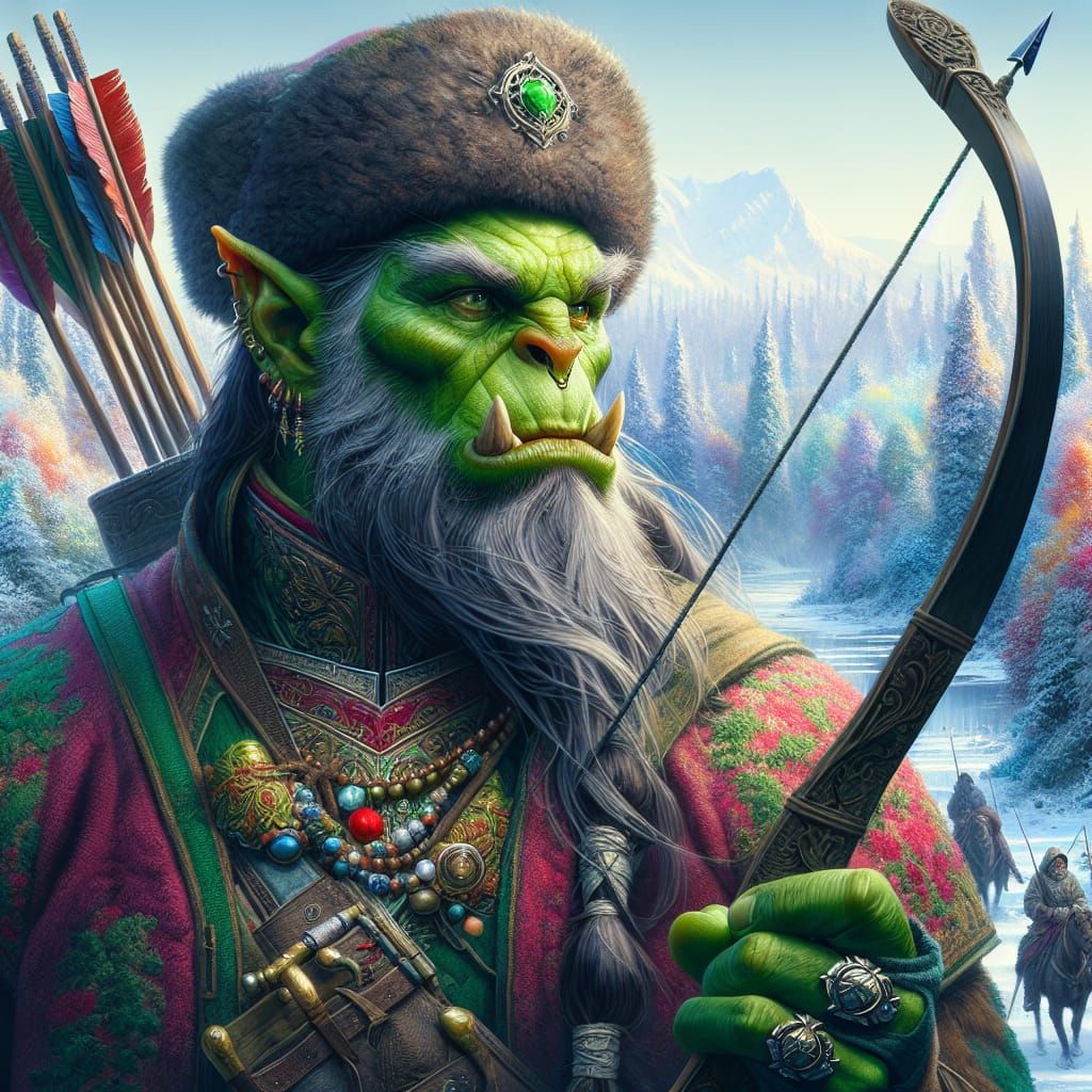 Orc Archer in 16th Century Russian Attire with Bardiche
