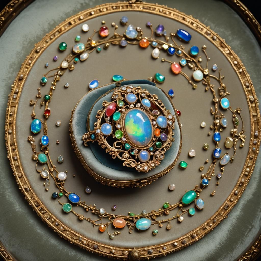 Hungarian Opal Jewellery in Museum Exhibit, 1881