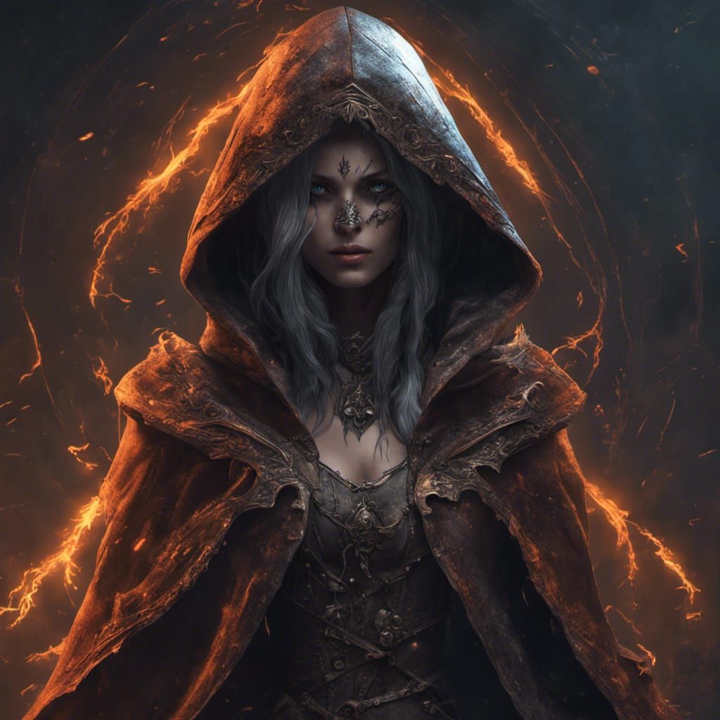 Hooded Necromancer in Dark Fantasy Style