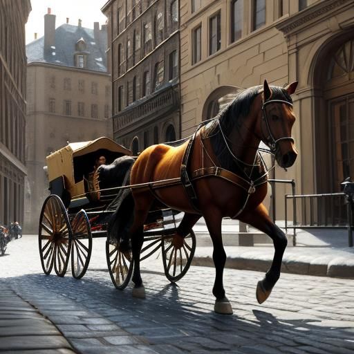 Horse-Drawn Carriage on Cobblestone Street