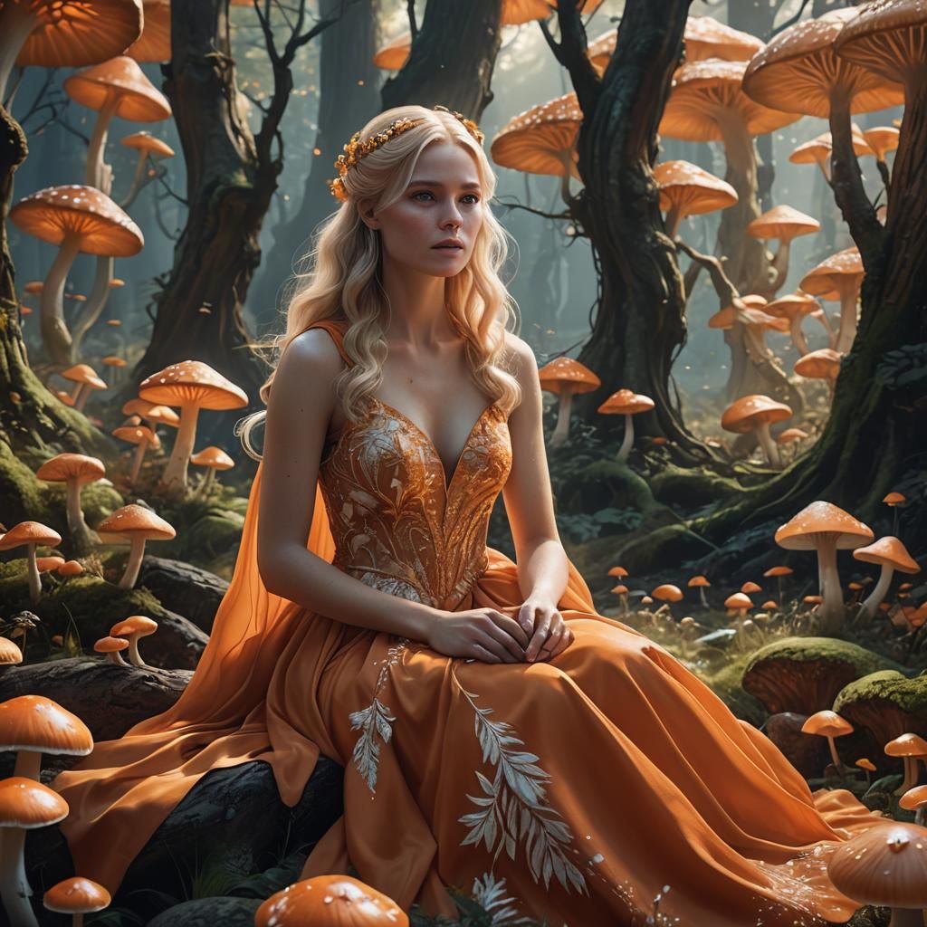 Enchanted Forest: Woman in Orange Gown
